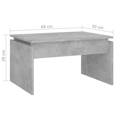 vidaXL Mesa de centro 68x50x38 cm contraplacado cinzento-cimento