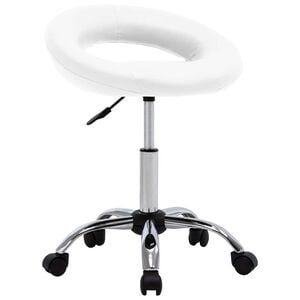vidaXL Cadeira de trabalho com rodas couro artificial branco