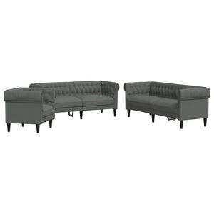 vidaXL 3 pcs conjunto de sof&aacute;s tecido cinzento-escuro