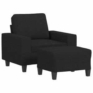 vidaXL Poltrona com apoio de p&eacute;s 60 cm tecido preto