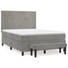 vidaXL Cama com molas/colch&atilde;o 140x200 cm veludo cinzento-claro
