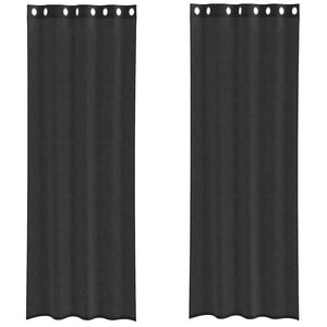 vidaXL Cortinas de voile com ilh&oacute;s 2 pcs preto 140x300 cm
