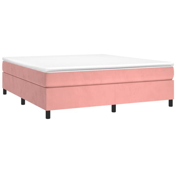 vidaXL Estrutura de cama com molas 180x200 cm veludo rosa
