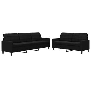 vidaXL 2 pcs conjunto de sof&aacute;s com almofad&otilde;es veludo preto