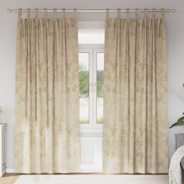 vidaXL Cortinas de Veludo com cortinas 2 pcs Creme 245 x 140 cm Veludo