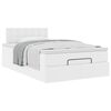 vidaXL Estrutura de cama otomana com colch&atilde;o branco couro falso