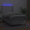 vidaXL Cama box spring c/ colch&atilde;o/LED 90x190cm couro artificial branco