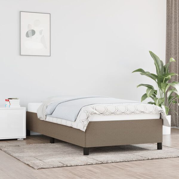 vidaXL Estrutura cama sem colch&atilde;o 90x200 cm tecido cinza-acastanhado