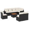 vidaXL 9 pcs conjunto de sof&aacute;s p/ jardim c/ almofad&otilde;es vime PE preto