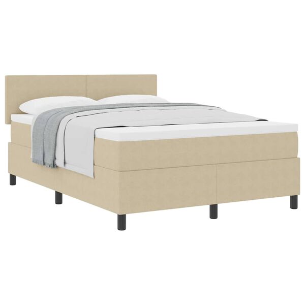 vidaXL Cama Box com cabeceira Cinza Claro e Branco 140 x 200 cm