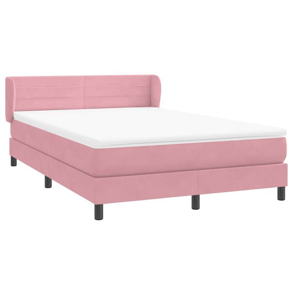 vidaXL Cama com molas/colch&atilde;o 140x210 cm veludo Rosa