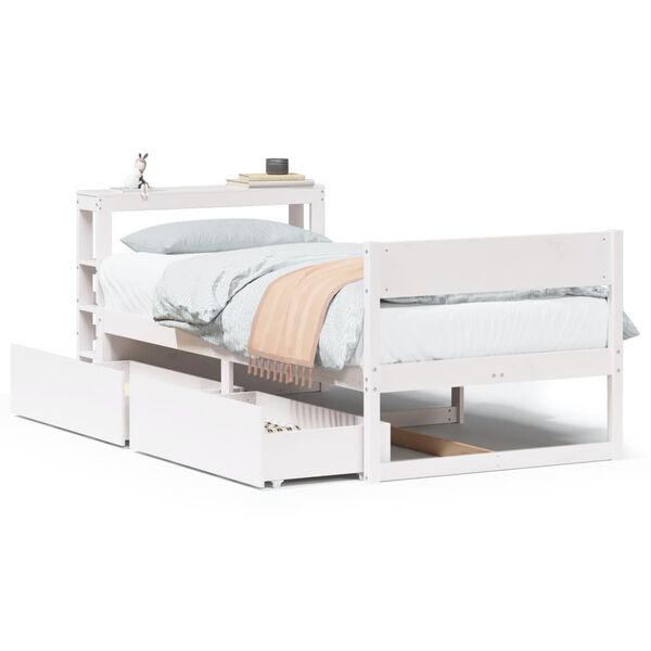 vidaXL Cama sem colch&atilde;o 90x190 cm madeira de pinho maci&ccedil;a branco