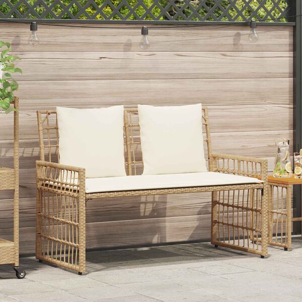 vidaXL Banco de exterior Liso Natural e Creme 116 x 55 x 82 cm