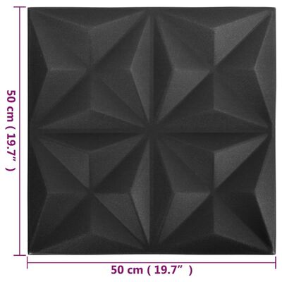 vidaXL Painéis de parede 3D 24 pcs 50x50 cm 6 m² origami preto