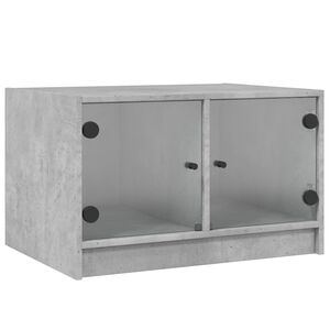 vidaXL Mesa de centro c/ portas de vidro 68x50x42 cm cinza cimento