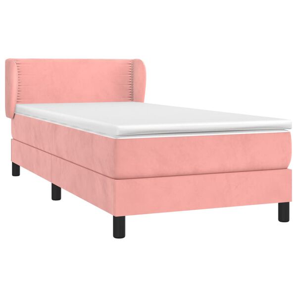 vidaXL Cama com molas/colch&atilde;o 80x200 cm veludo rosa