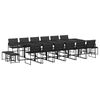 vidaXL 17 pcs conj. de jantar p/ jardim c/ almofad&otilde;es textilene preto