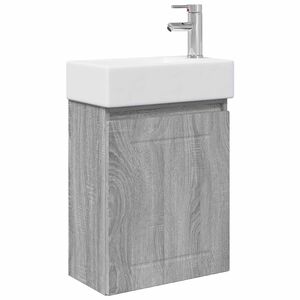 vidaXL Conjunto de M&oacute;veis de Banheiro com Torneira Sonoma cinzento
