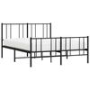 vidaXL Estrutura de cama com cabeceira e p&eacute;s 135x190 cm metal preto
