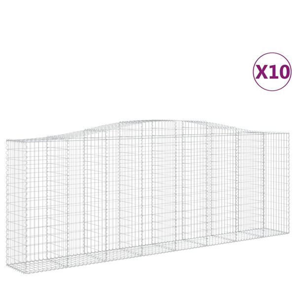 vidaXL Cestos gabi&atilde;o arqueados 10pcs 400x50x140/160 ferro galvanizado