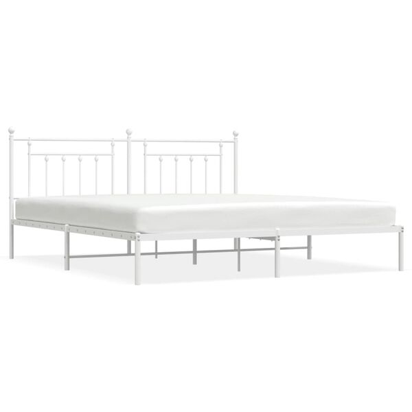 vidaXL Estrutura de cama com cabeceira 200x200 cm metal branco
