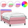 vidaXL Cama box spring c/ colch&atilde;o e LED 100x210 cm veludo rosa