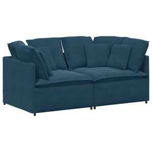 vidaXL Sof&aacute; modular com almofadas veludo azul