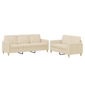 vidaXL 2 pcs conjunto de sof&aacute;s com almofad&otilde;es tecido cor creme