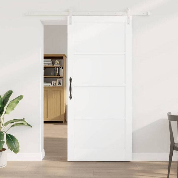 vidaXL Porta Deslizante Branco 93 x 211 cm Madeira de Pinheiro S&oacute;lida