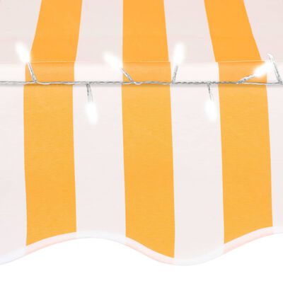 vidaXL Toldo retrátil manual com LED 100 cm branco e laranja