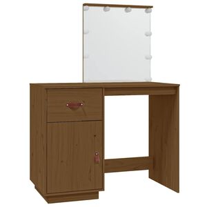 vidaXL Toucador c/ luzes LED 95x50x133,5 cm pinho maci&ccedil;o castanho mel