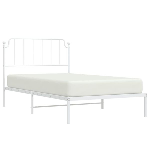vidaXL Estrutura de cama em metal com cabeceira 107x203 cm branco