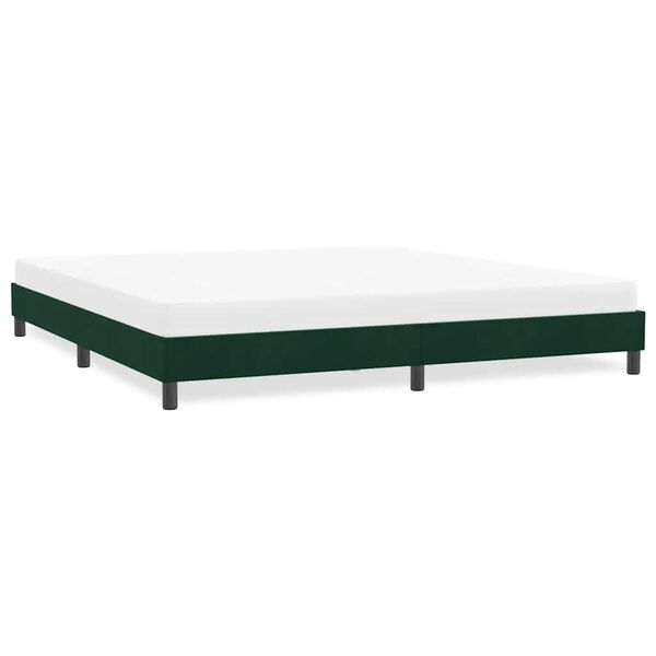 vidaXL Estrutura de cama sem colch&atilde;o 180x220 cm veludo verde-escuro