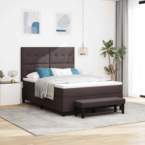 vidaXL Cama Box com colch&atilde;o Marrom Escuro 160 x 200 cm tecido