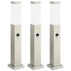 vidaXL Lumin&aacute;rias de balizamento com sensor, 3 unidades, 50 cm, a&ccedil;o inoxid&aacute;vel, IP44