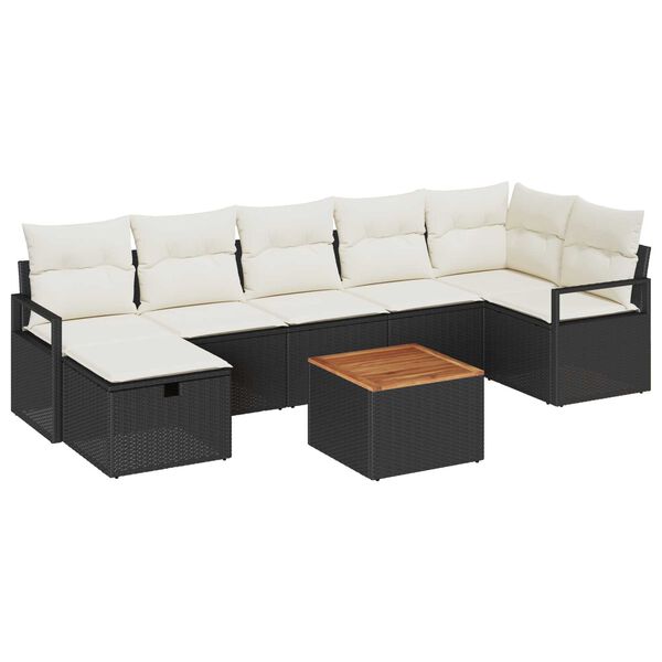 vidaXL Conjunto de Sof&aacute; de Jardim 8 pcs Preto Rattan Sint&eacute;tico