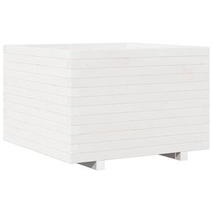 vidaXL Vaso de jardim 70x70x49,5 cm madeira de pinho maci&ccedil;a branco