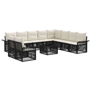 vidaXL Conjunto de Sof&aacute; de Jardim 11 unid. Preto vime PE