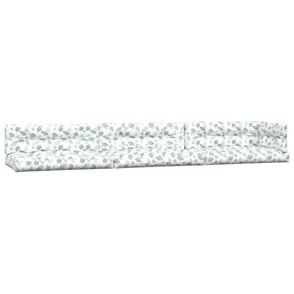 vidaXL Almofad&otilde;es para m&oacute;veis de paletes 7 pcs tecido padr&atilde;o de folhas