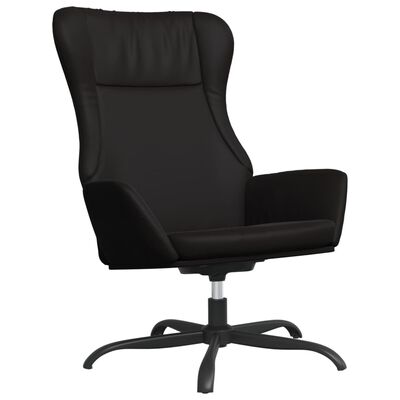 vidaXL Cadeira de descanso com apoio couro artificial preto brilhante
