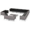 vidaXL 14 pcs conj. lounge jardim c/ almofad&otilde;es vime PE cinza-escuro