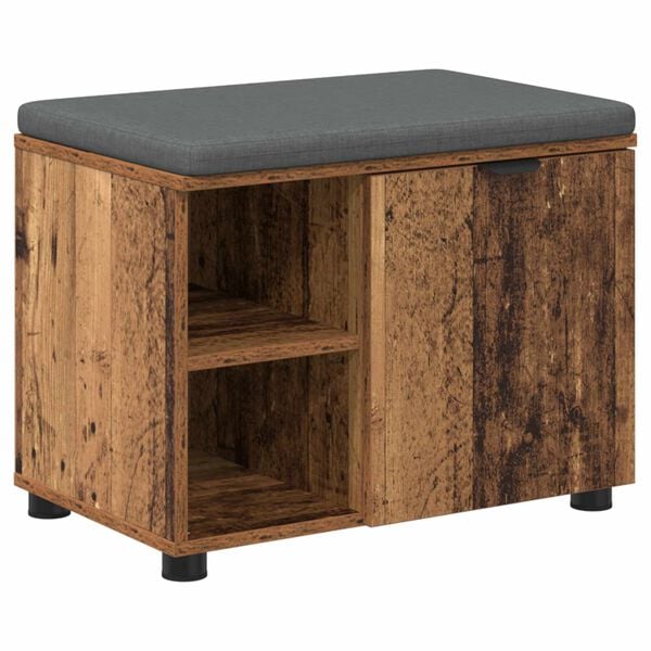 vidaXL Banco de Hall com almofada Madeira antiga 60 x 38 x 46 cm