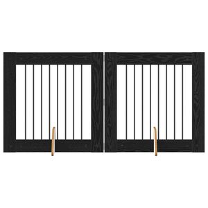 vidaXL Port&atilde;o de C&atilde;o com Suportes 2 pcs Carvalho Preto 80 x 80 cm