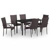 vidaXL 7 pcs conjunto de jantar para jardim castanho e preto