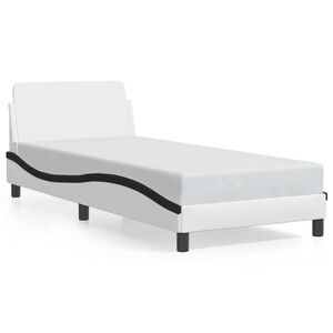 vidaXL Estrutura de cama Dover couro artificial branco e preto