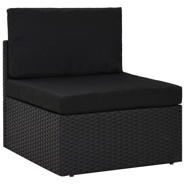 vidaXL 14 pcs conjunto lounge de jardim c/ almofadões vime PE preto