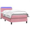 vidaXL Cama box spring c/ colch&atilde;o e LED 100x220 cm veludo Rosa