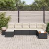 vidaXL Conjunto de Sof&aacute; de Jardim com almofada 7 pcs Preto e Creme