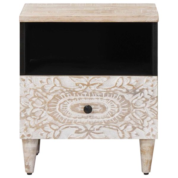 vidaXL Gabinete de Cama Branco 40 x 33 x 46 cm Madeira de manga maci&ccedil;a