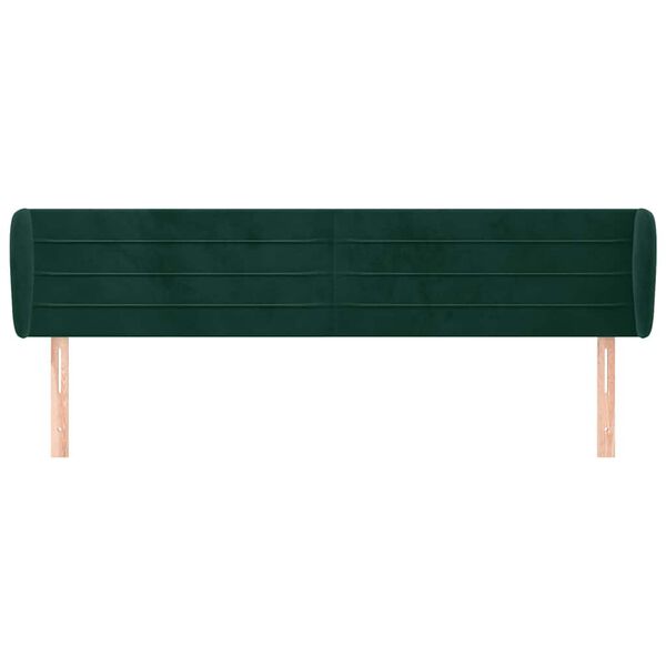 vidaXL Cabeceira de cama c/ abas veludo 203x23x78/88cm verde-escuro